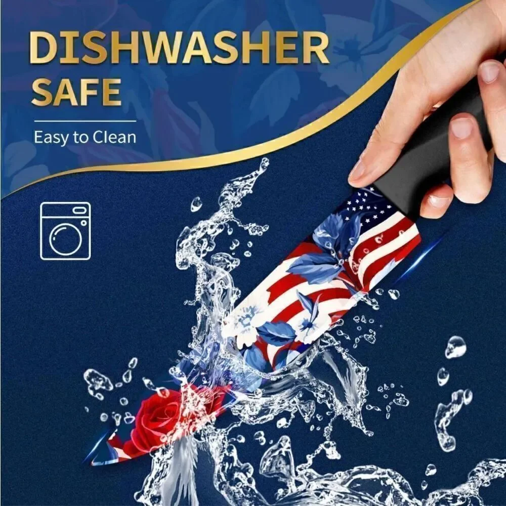 Patriotic Knife Set 6 Piece Kitchen Knife Set German Stainless Steel Unique Gift